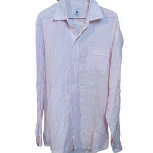 Lorenzini Men's Light Pink Button-Down Linen Shirt.  Made In Italy.  Size: Large